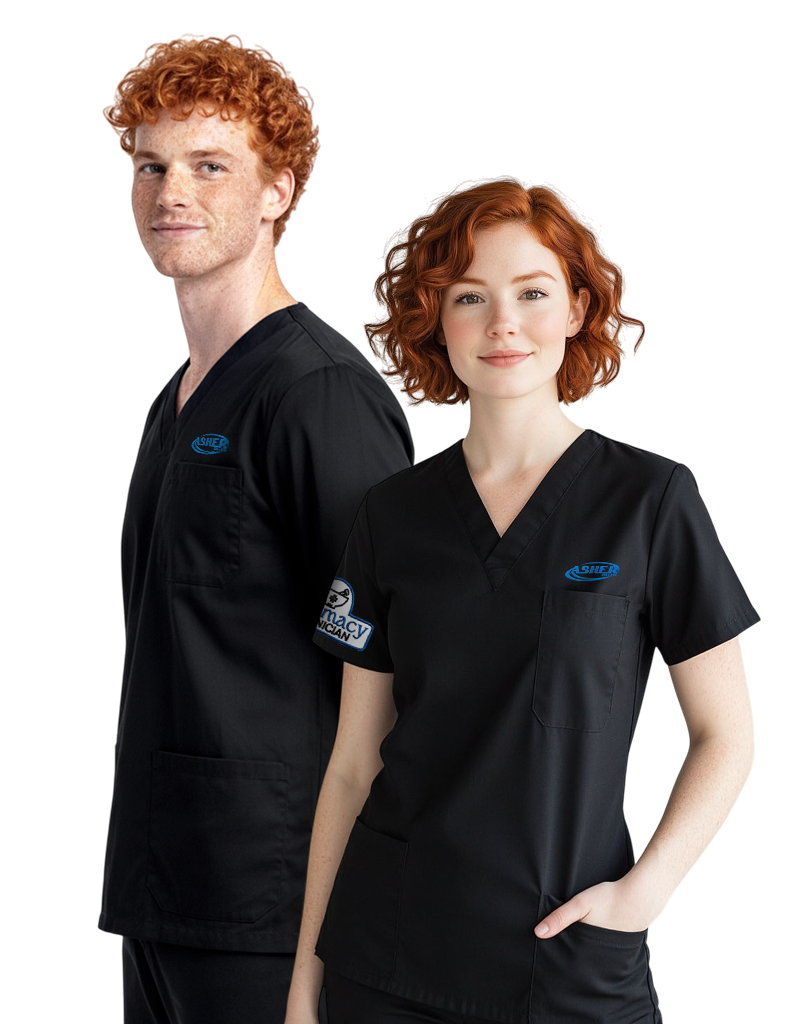 Asher Black Unisex Scrub Top - Student