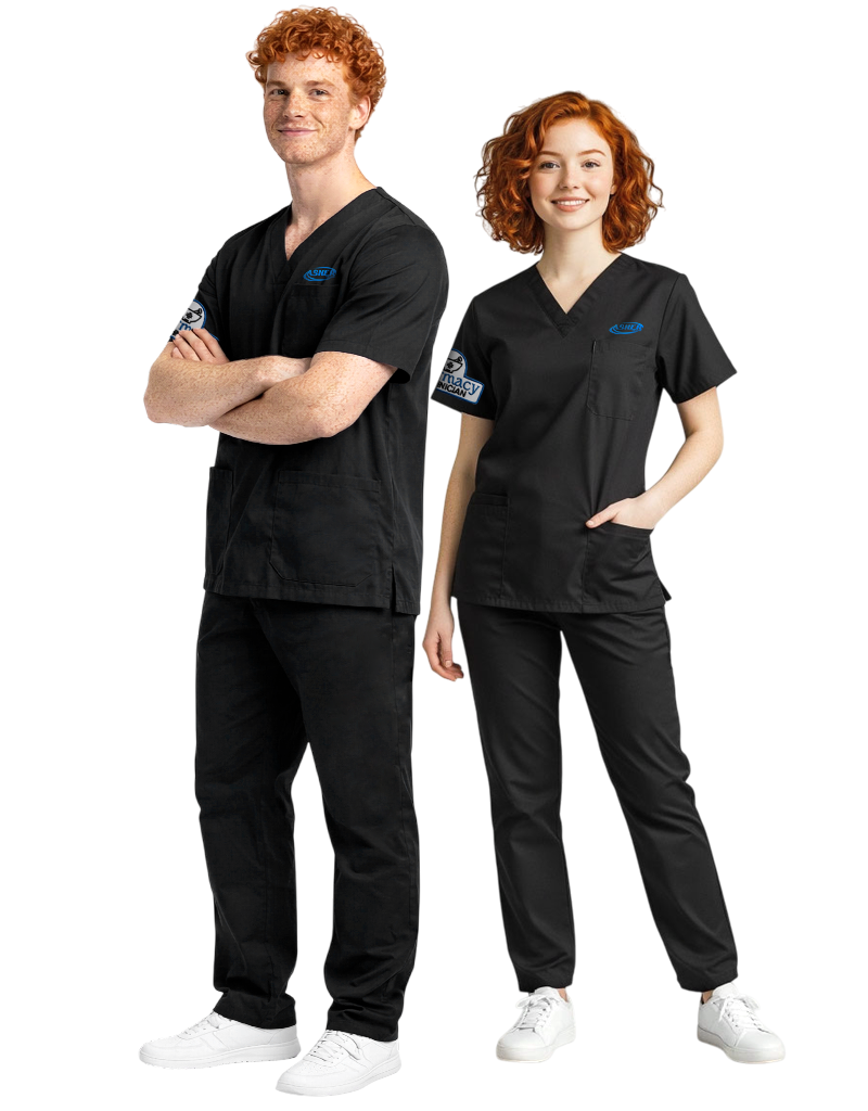 Asher Black Unisex Scrub Top - Student