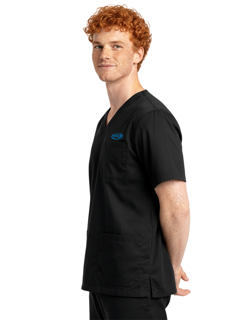 Asher Black Unisex Scrub Top - Student