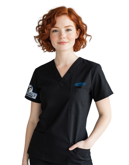 Asher Black Unisex Scrub Top - Student
