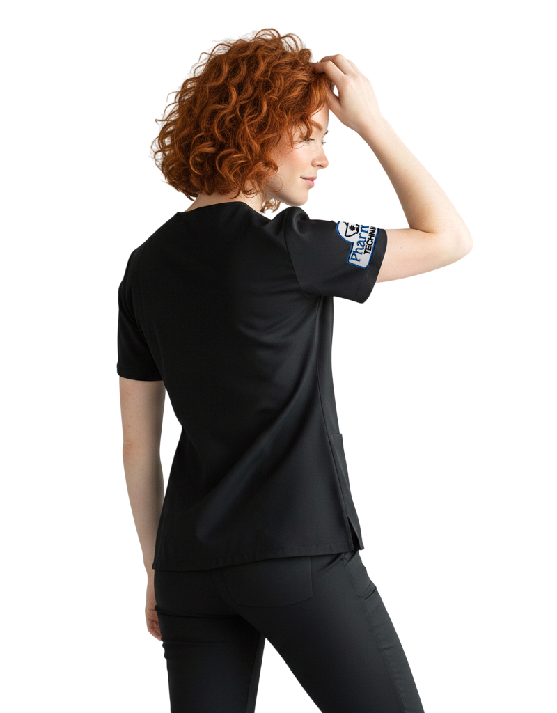 Asher Black Unisex Scrub Top - Student