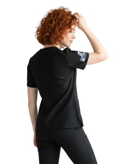 Asher Black Unisex Scrub Top - Student