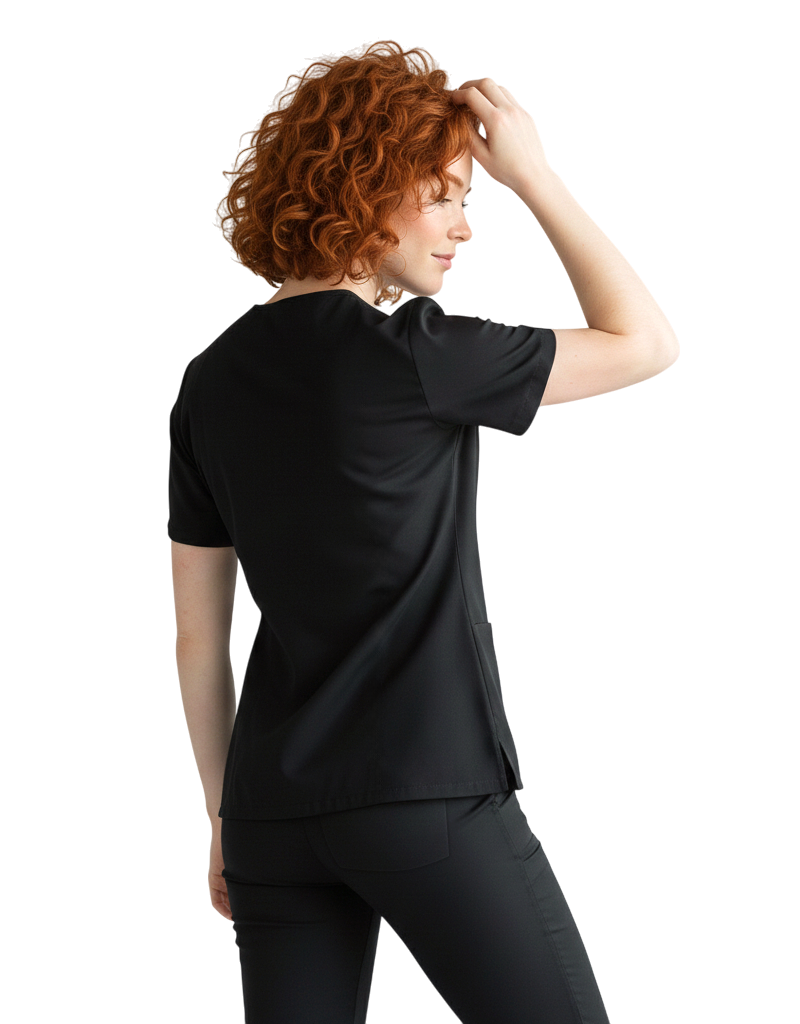 Asher Black Unisex Scrub Top