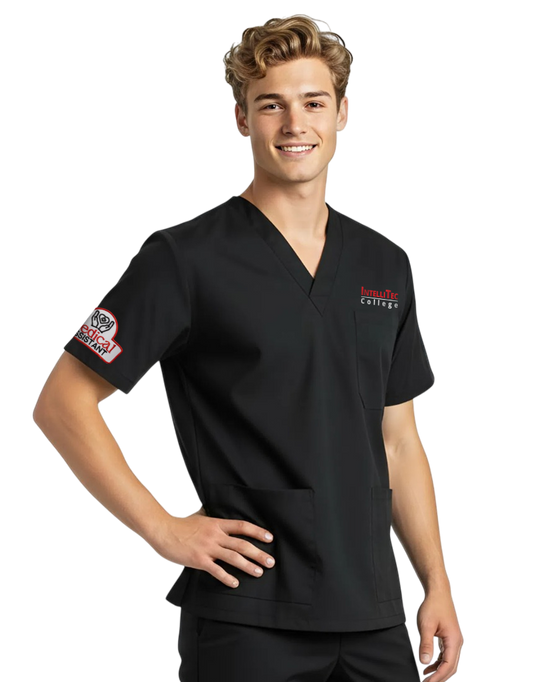 IntelliTec - Black Unisex Scrub Top